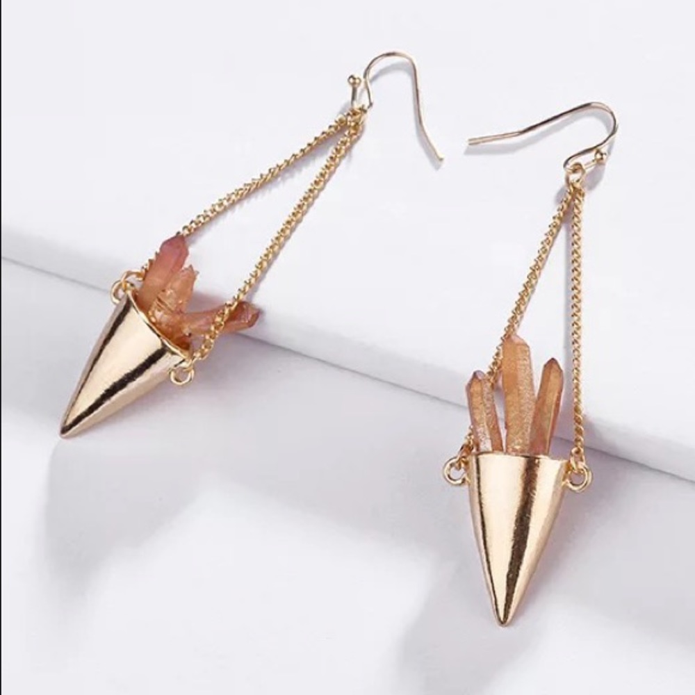Tangerine Aura Quartz Gold Plated Fairy Bouquet Gemstone Earrings